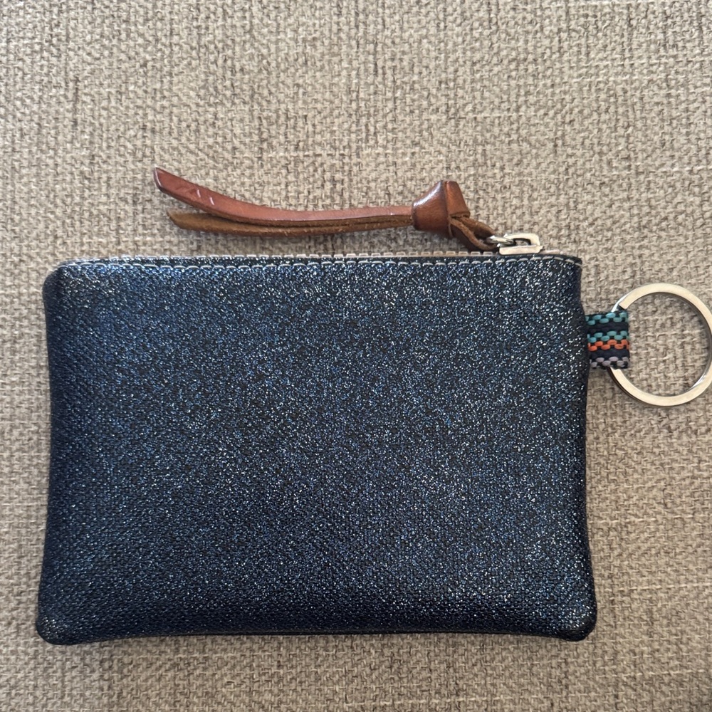Consuela Blue Glitter Wristlet with Leather Accents - Picture 3 of 5